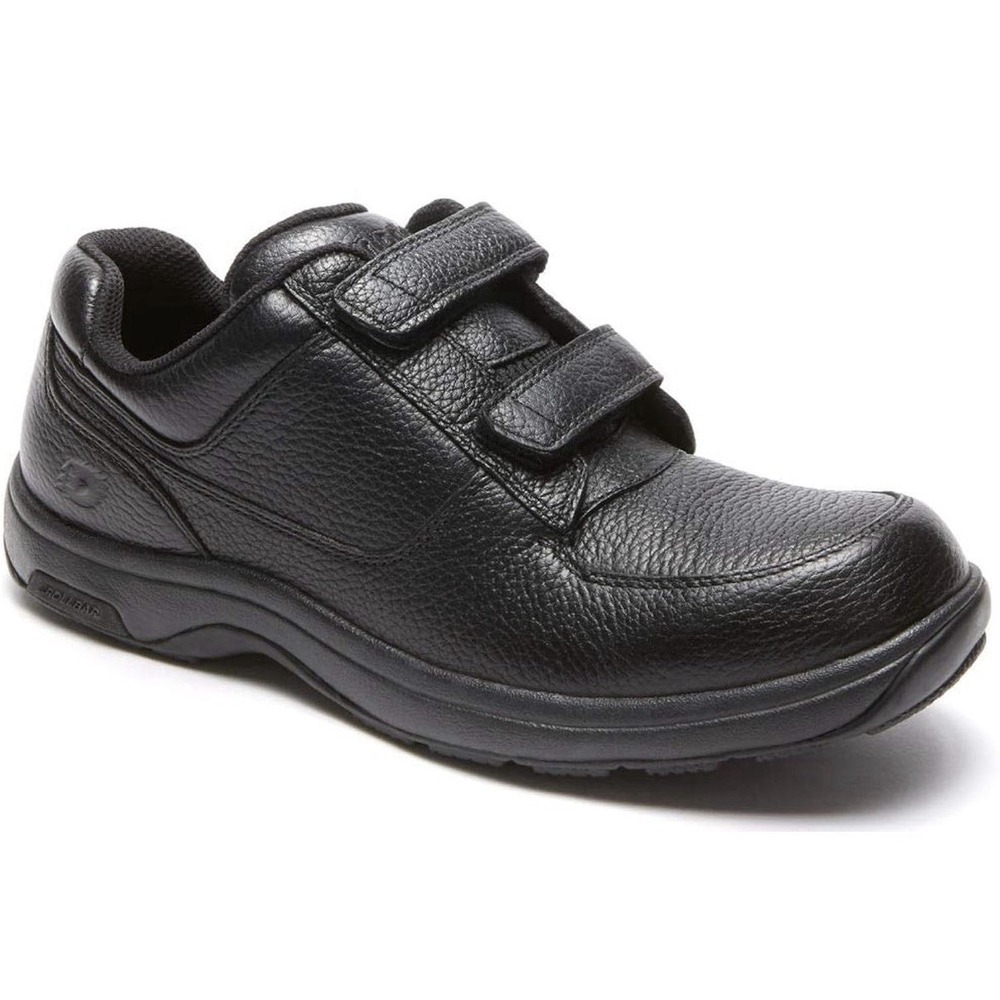 Dunham New Balance Winslow Oxford Black Leather Shoe Mens 9.5 D Hook Loop New